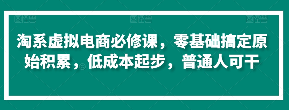淘系虚拟电商必修课，零基础搞定原始积累，低成本起步，普通人可干-第一资源网