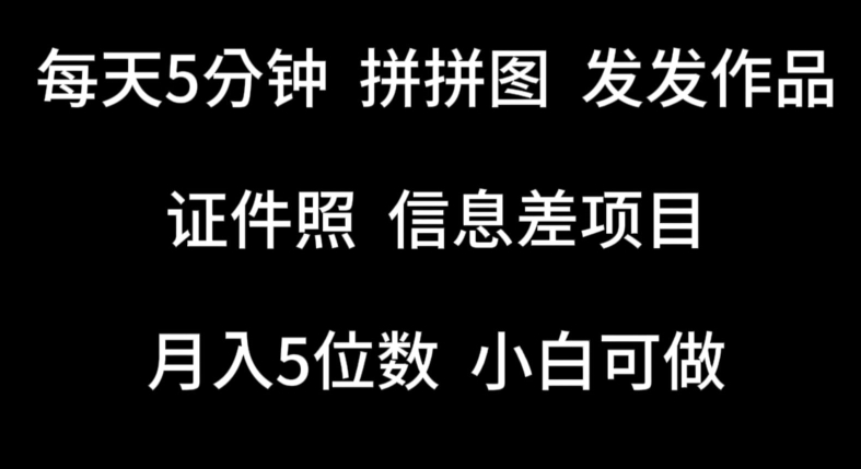 每天5分钟，拼拼图发发作品，证件照信息差项目，小白可做【揭秘】-第一资源网