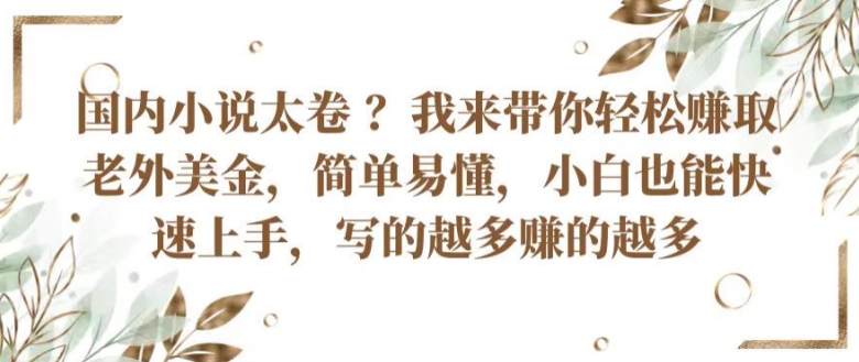 国内小说太卷 ?带你轻松赚取老外美金，简单易懂，小白也能快速上手，写的越多赚的越多【揭秘】-第一资源网