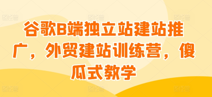 谷歌B端独立站建站推广，外贸建站训练营，傻瓜式教学-第一资源网