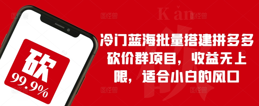 冷门蓝海批量搭建拼多多砍价群项目，收益无上限，适合小白的风口【揭秘】-第一资源网