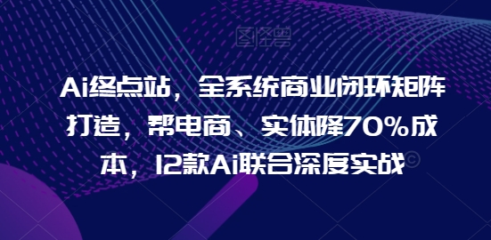 Ai终点站，全系统商业闭环矩阵打造，帮电商、实体降70%成本，12款Ai联合深度实战-第一资源网