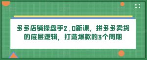 多多店铺操盘手2.0新课,拼多多卖货的底层逻辑,打造爆款的3个周期-第一资源网