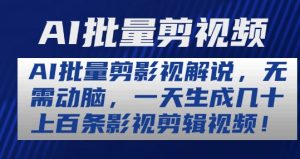 AI批量剪影视解说,无需动脑,一天生成几十上百条影视剪辑视频【揭秘】-第一资源网