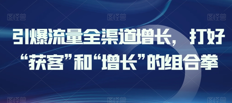 引爆流量全渠道增长，打好“获客”和“增长”的组合拳-第一资源网