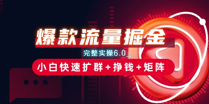 爆款流量掘金_完整实操6.0_小白快速扩群+挣钱+矩阵思路【揭秘】-第一资源网