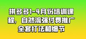 拼多多1-4月份培训课程,自然流强付费推广全套打法和细节-第一资源网