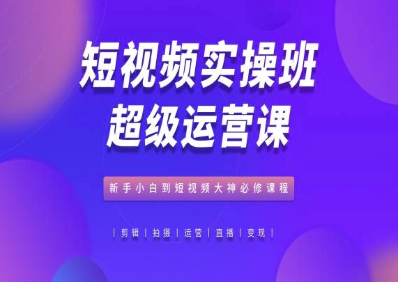 短视频实操班超级运营课，新手小白到短视频大神必修课程-第一资源网