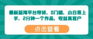 最新蓝海平台带货,0门槛,小白易上手,2分钟一个作品,收益高【揭秘】-第一资源网