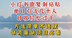 小红书靠复制粘贴单日引流几十人目收轻松过千,方法简单不违规【揭秘】-第一资源网
