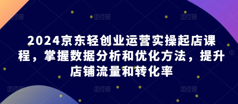 2024京东轻创业运营实操起店课程，掌握数据分析和优化方法，提升店铺流量和转化率-第一资源网
