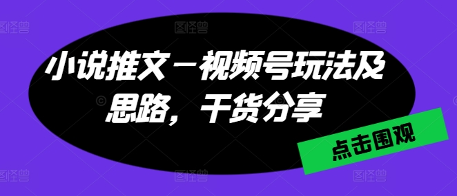 小说推文—视频号玩法及思路，干货分享-第一资源网