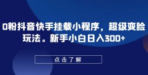 0粉抖音快手挂载小程序,超级变脸玩法,新手小白日入300+【揭秘】-第一资源网