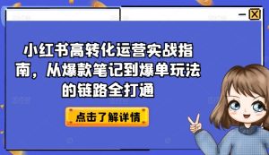 小红书高转化运营实战指南,从爆款笔记到爆单玩法的链路全打通-第一资源网