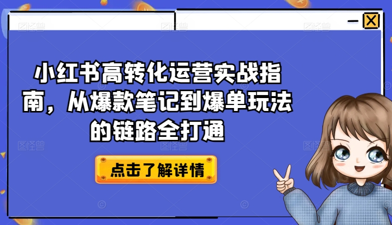 小红书高转化运营实战指南，从爆款笔记到爆单玩法的链路全打通-第一资源网