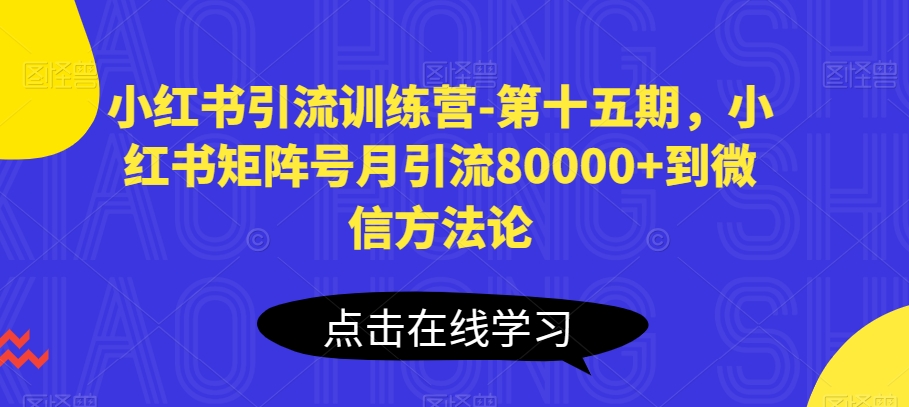 小红书引流训练营-第十五期，小红书矩阵号月引流80000+到微信方法论-第一资源网