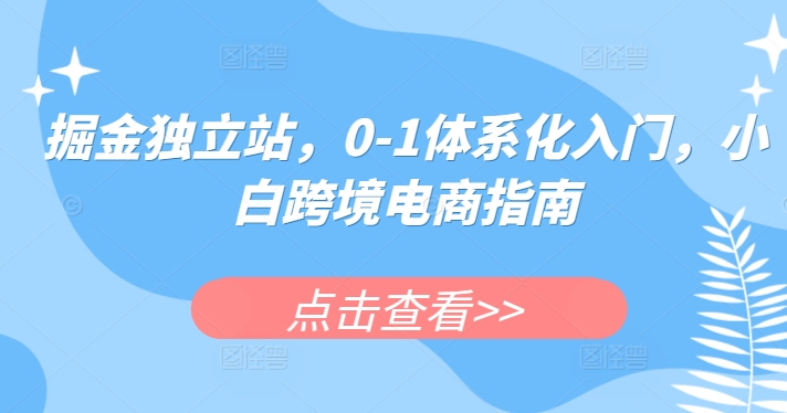 掘金独立站，0-1体系化入门，小白跨境电商指南-第一资源网