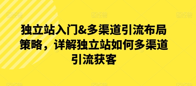 独立站入门&多渠道引流布局策略，详解独立站如何多渠道引流获客-第一资源网