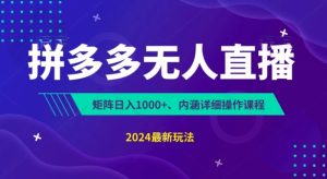 拼多多无人直播不封号,0投入,3天必起,无脑挂机,日入1k+【揭秘】-第一资源网