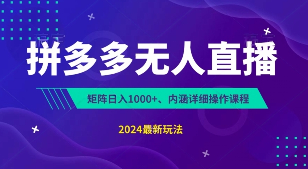 拼多多无人直播不封号，0投入，3天必起，无脑挂机，日入1k+【揭秘】-第一资源网