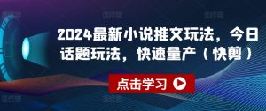 2024最新小说推文玩法,今日话题玩法,快速量产(快剪)-第一资源网