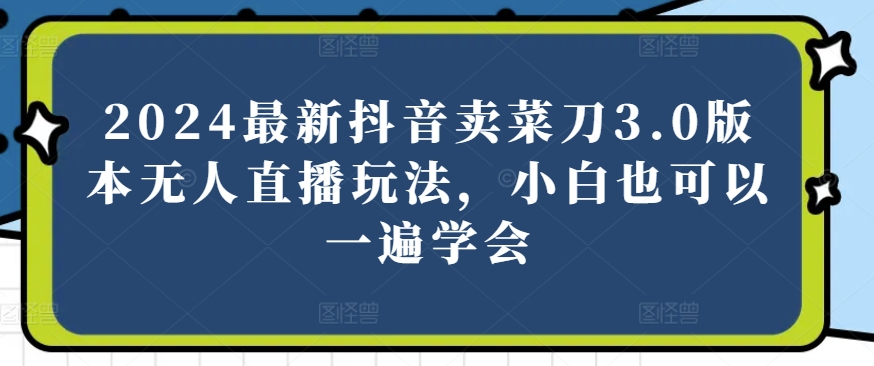 2024最新抖音卖菜刀3.0版本无人直播玩法，小白也可以一遍学会【揭秘】-第一资源网