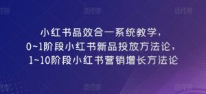 小红书品效合一系统教学,0~1阶段小红书新品投放方法论,1~10阶段小红书营销增长方法论-第一资源网