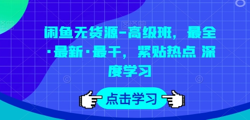 闲鱼无货源-高级班，最全·最新·最干，紧贴热点 深度学习-第一资源网