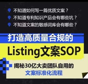 打造高质量合规的Listing文案SOP,掌握亚马逊文案工作的标准化-第一资源网