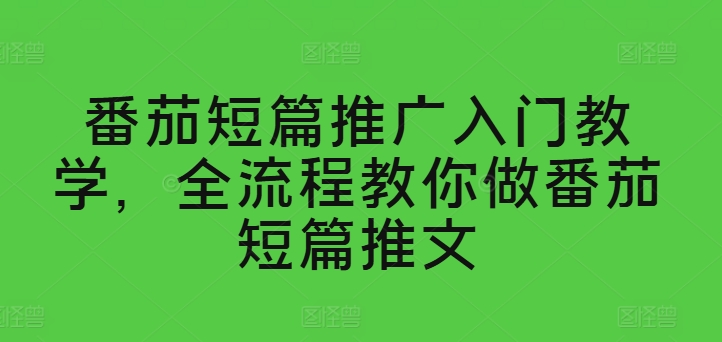 番茄短篇推广入门教学，全流程教你做番茄短篇推文-第一资源网
