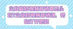企业做短视频营销都怎么玩?企业短视频营销课,帮你打开思路-第一资源网