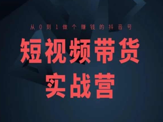 短视频带货实战营(高阶课)，从0到1做个赚钱的抖音号-第一资源网