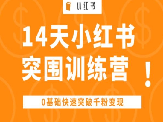 14天小红书突围训练营 ，0基础快速突破千粉变现-第一资源网
