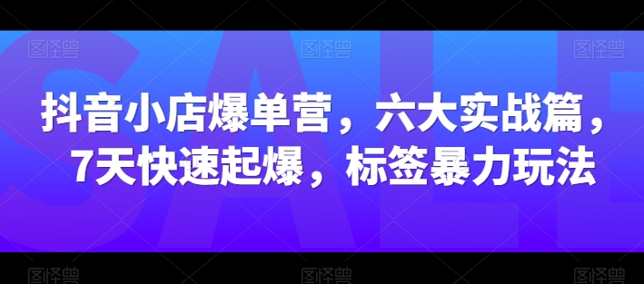 抖音小店爆单营，六大实战篇，7天快速起爆，标签暴力玩法-第一资源网