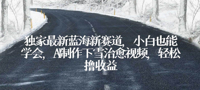 独家最新蓝海新赛道，小白也能学会，AI制作下雪治愈视频，轻松撸收益【揭秘】-第一资源网