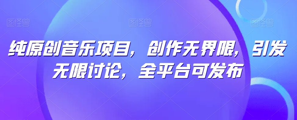 纯原创音乐项目，创作无界限，引发无限讨论，全平台可发布【揭秘】-第一资源网