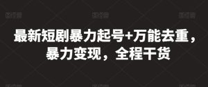 最新短剧暴力起号+万能去重,暴力变现,全程干货【揭秘】-第一资源网