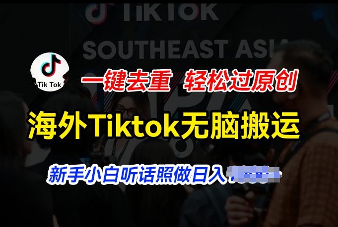 海外Tiktok短视频无脑搬运，一键去重轻松过原创，新手小白听话照做日入几张【揭秘】-第一资源网