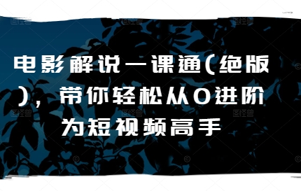 电影解说一课通(绝版)，带你轻松从0进阶为短视频高手-第一资源网