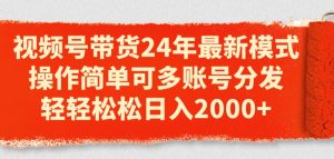 视频号带货24年最新模式,操作简单可多账号分发,轻轻松松日入2k【揭秘】-第一资源网