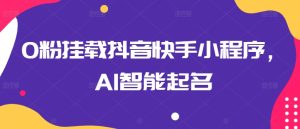 0粉挂载抖音快手小程序,AI智能起名-第一资源网