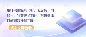 小红书训练营12期,从定位、到起号、到变现全路径,带你快速打通爆款任督二脉-第一资源网