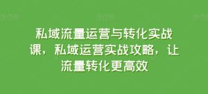 私域流量运营与转化实战课,私域运营实战攻略,让流量转化更高效-第一资源网