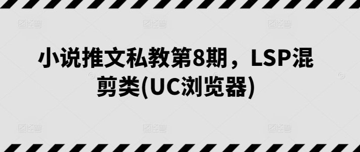 小说推文私教第8期，LSP混剪类(UC浏览器)-第一资源网
