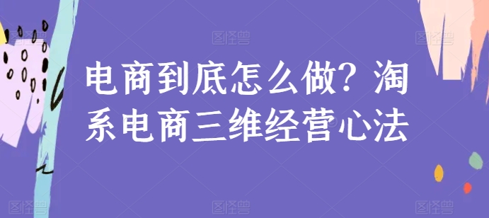 电商到底怎么做？淘系电商三维经营心法-第一资源网