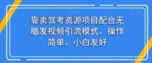 靠卖驾考资源项目配合无脑发视频引流模式,操作简单,小白友好【揭秘】-第一资源网