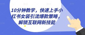 10分钟教学,快速上手小红书女装引流爆款策略,解锁互联网新技能【揭秘】-第一资源网