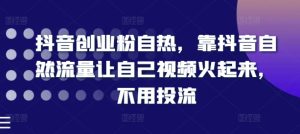 抖音创业粉自热,靠抖音自然流量让自己视频火起来,不用投流-第一资源网