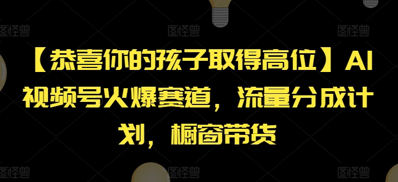 【恭喜你的孩子取得高位】AI视频号火爆赛道，流量分成计划，橱窗带货【揭秘】-第一资源网