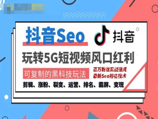 抖音SEO引流培训课程-抓住抖音风口，实现搜索排名，获取精准流量，快速成交变现-第一资源网